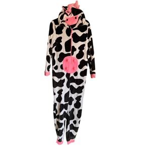 Women's Cow Print Hooded One Piece Pajamas‎ Sleepwear Size 2X 18W 20W